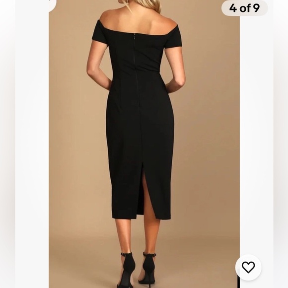 Lulu’s Make a Toast Black Off-the-Shoulder Cutout Midi Dress Womens Small NWOT - Picture 5 of 9
